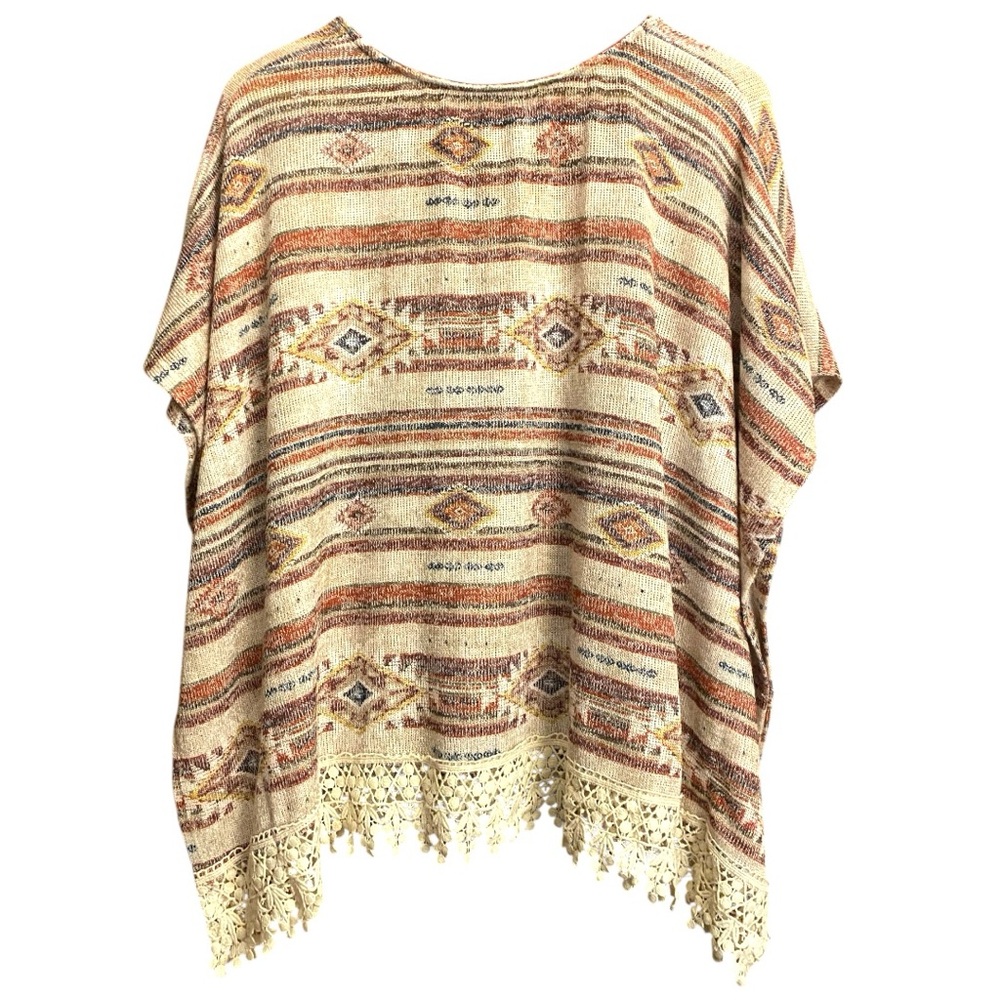 American Rag Multicolor Poncho with Crochet Hem - Picture 4 of 8